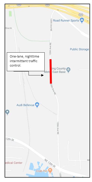 Map of one lane temporary traffic control in BelRed.