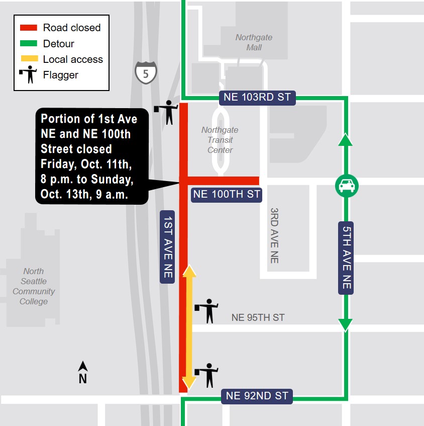 Map of 1st Ave NE Restoration work area