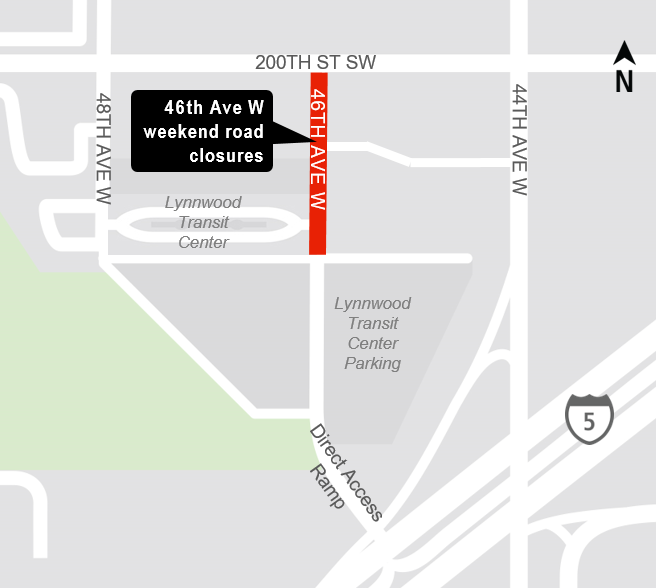 Lynnwood TC night work map