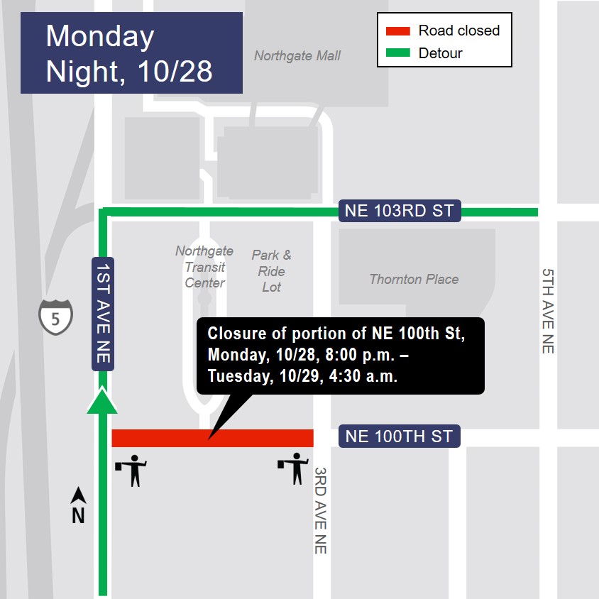Map of street closures for Monday, Oct. 28.
