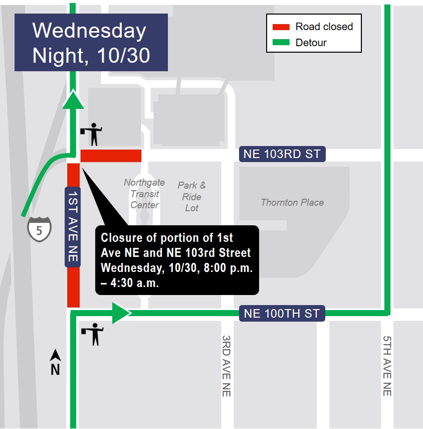 Map of street closures for Wednesday, Oct. 30.