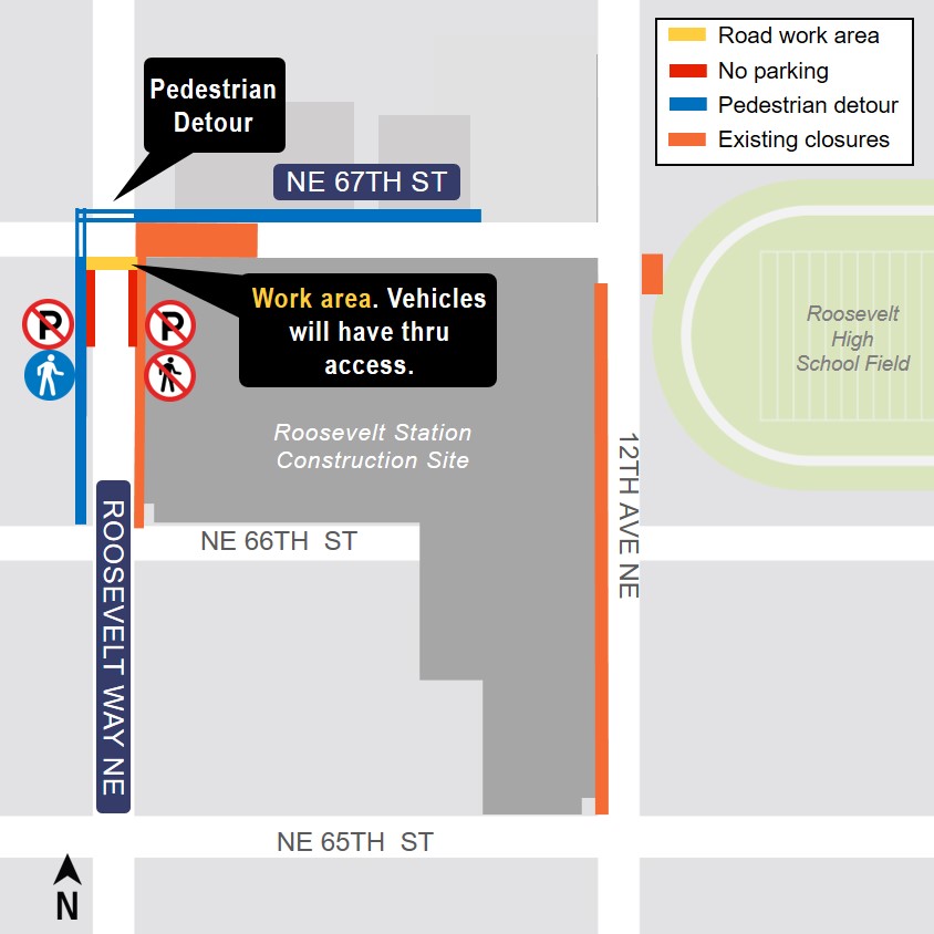 Roosevelt Way NE Roadwork map