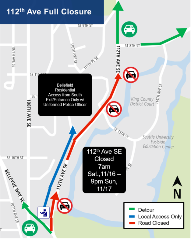 Map of 112th ave SE closure area