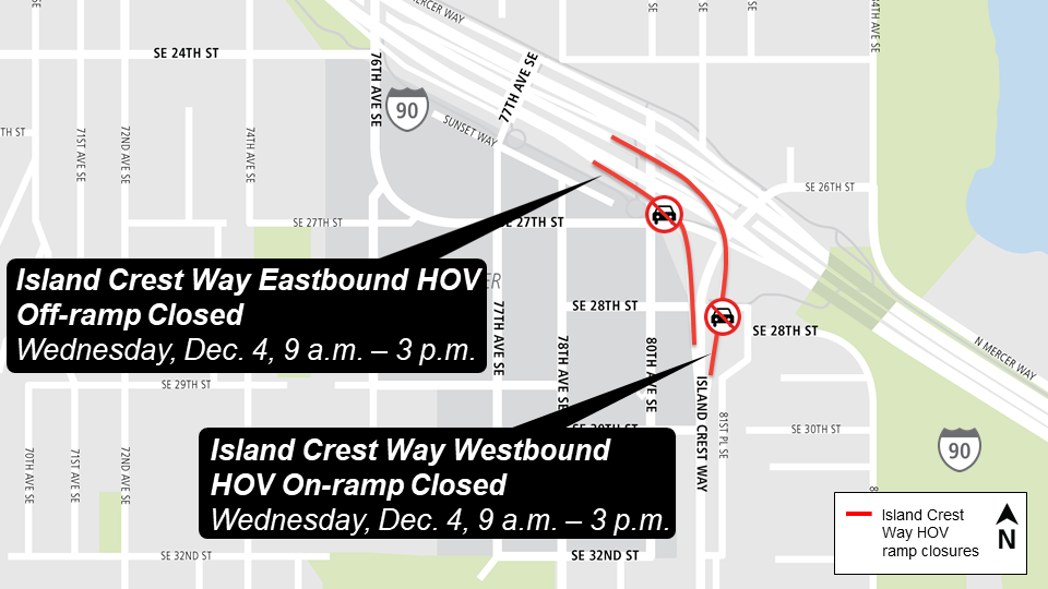 Island Crest Way closure map