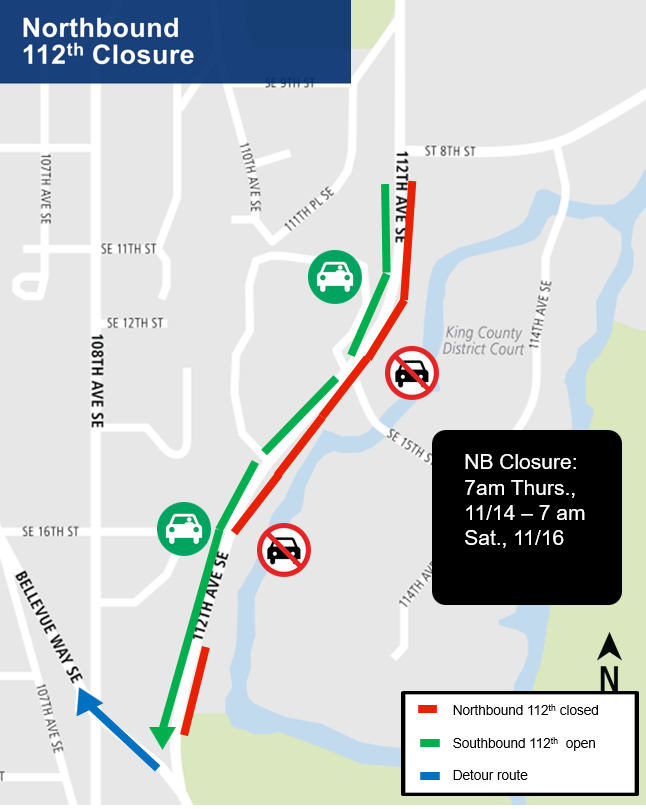 Northbound 112th Closure Map