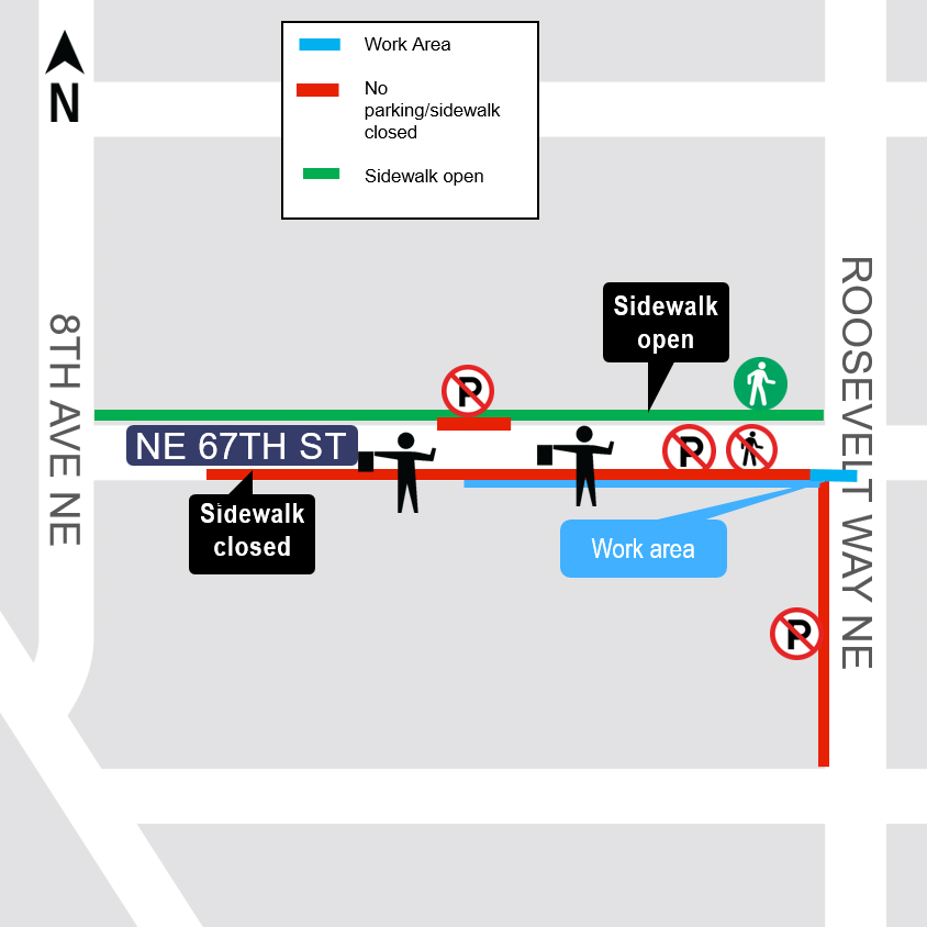 Map of work on Northeast 67th Street.