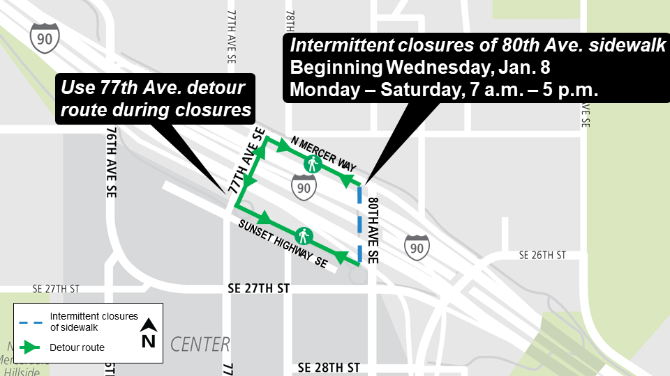 77th and 80th sidewalk closures Map 1