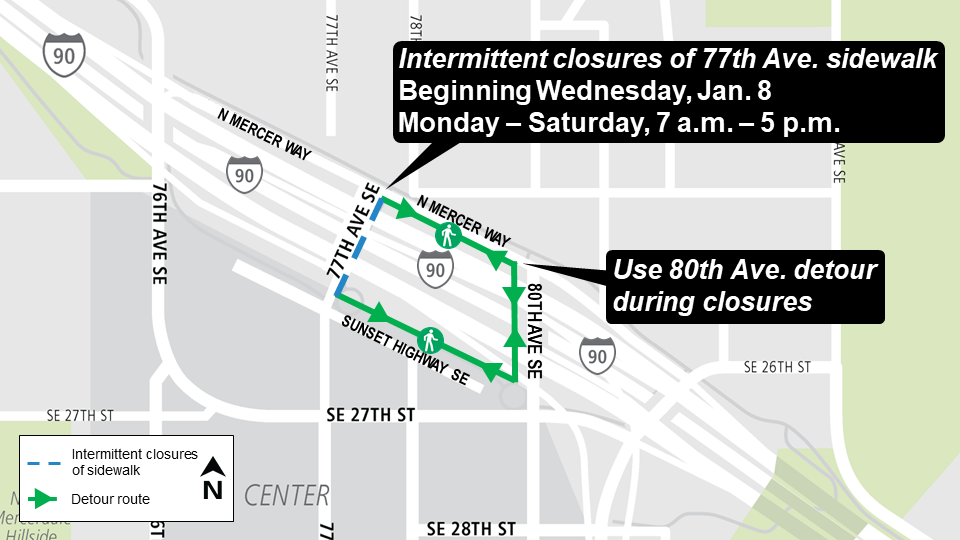 77th and 80th sidewalk closures Map 2