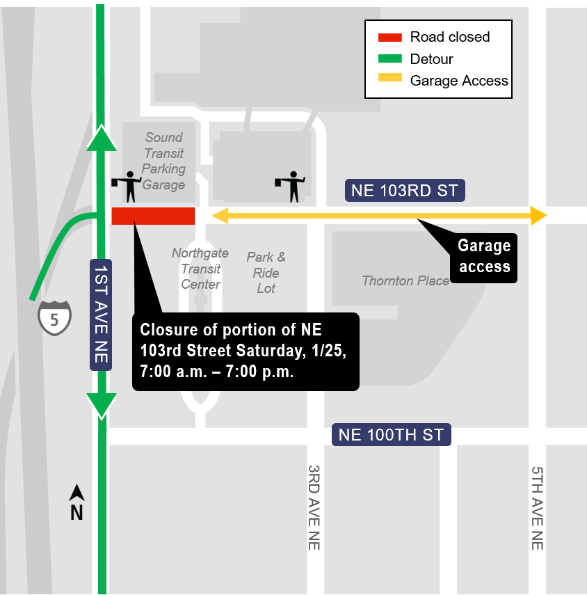 Daytime Closure NE 103rd st map 