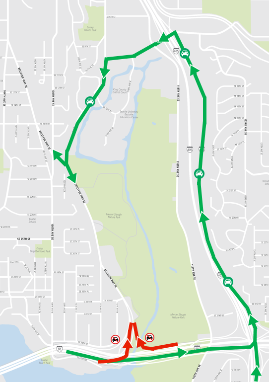 Map of I-90 closures.