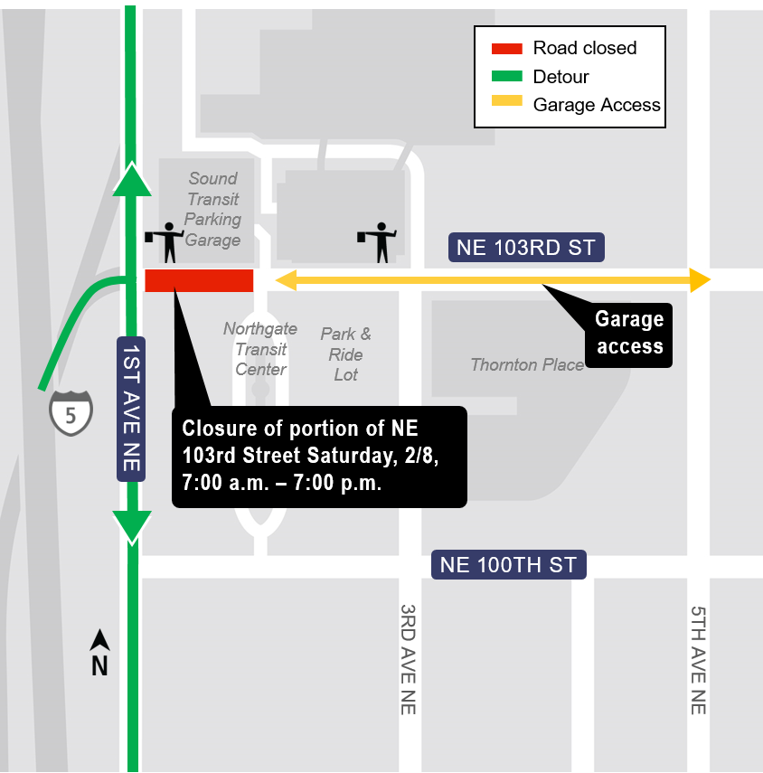 Daytime closure NE 103rd map