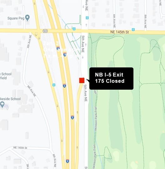 NE 145th Off Ramp closure map