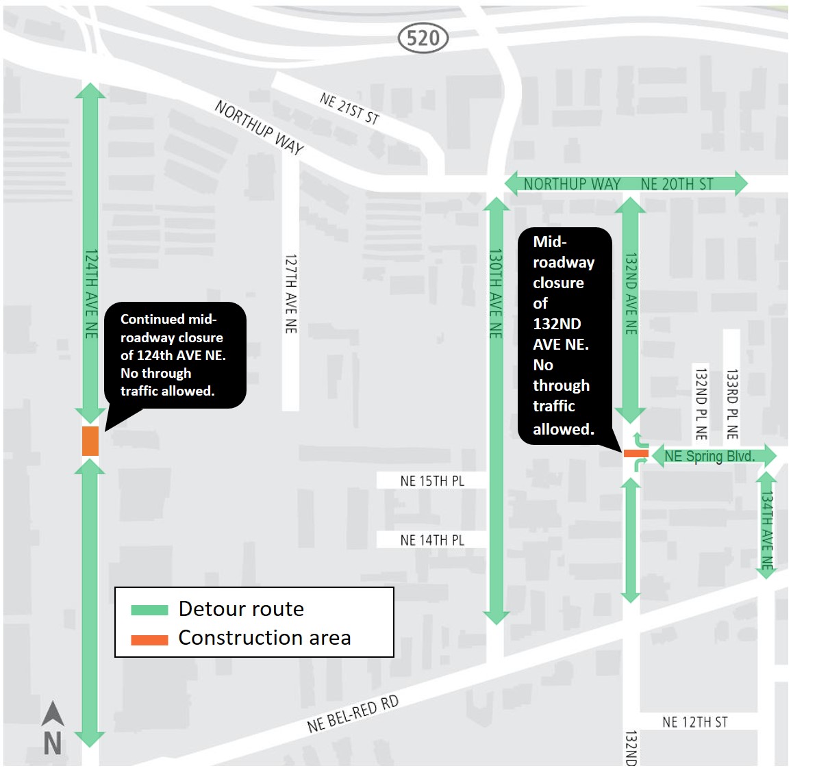 132nd Ave NE Closure map