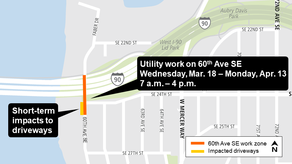 60th Ave potholing work area map