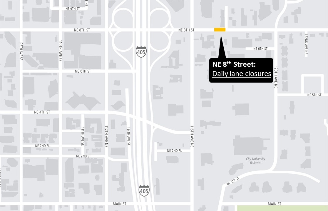 NE 8th St Closure map