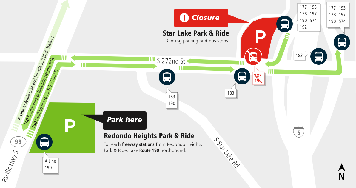 Star Lake Park and ride closure map