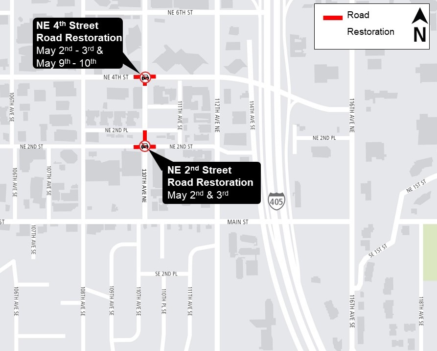110th Ave NE road restoration map