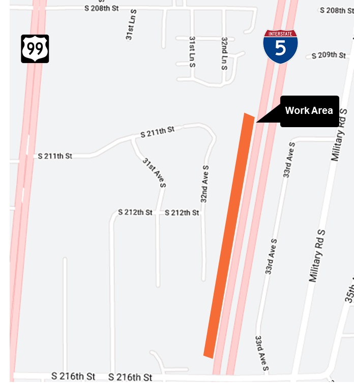 Federal Way Link Extension SeatTac area closure construction map