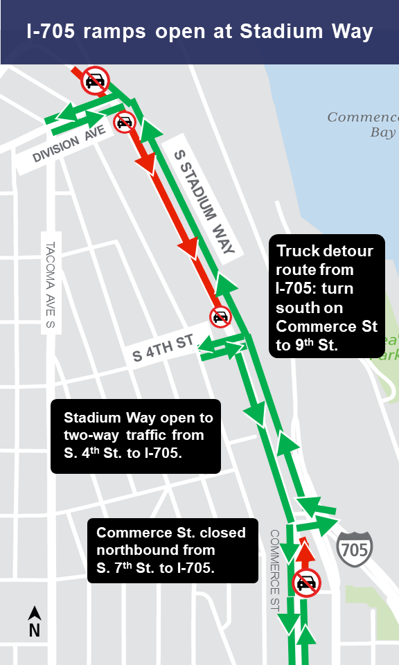 Map of Stadium Way Construction area in Tacoma, WA 