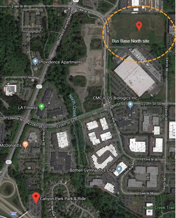 1-405 Bus Rapid Transit Bus Base North location map