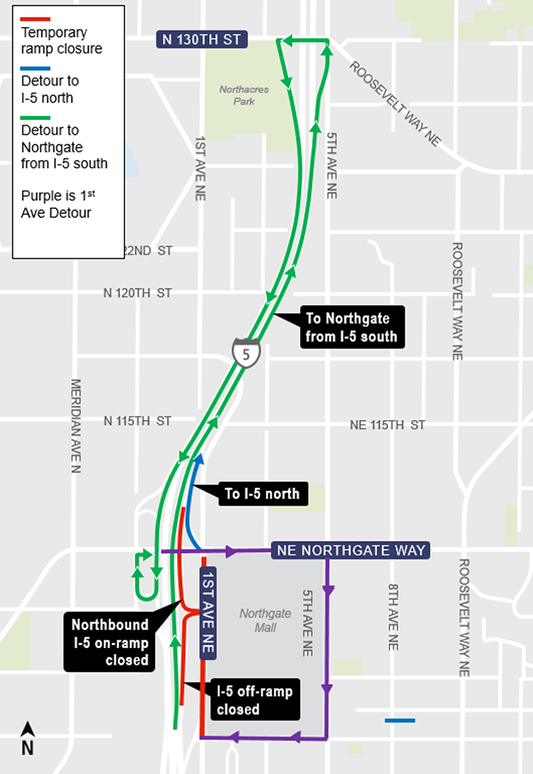 NE 103rd to Northgate Girder construction map