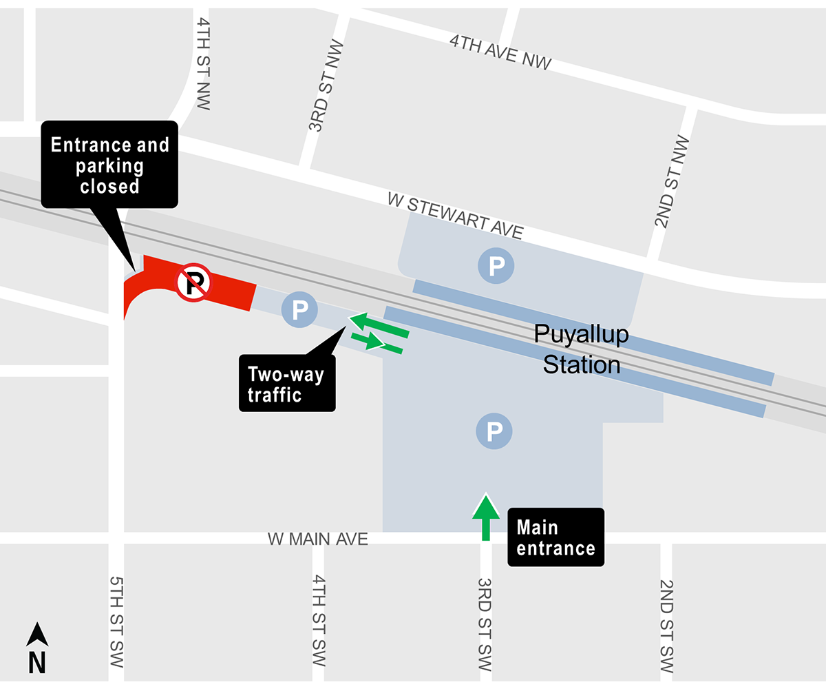 Puyallup Station 5th Street entrance closure