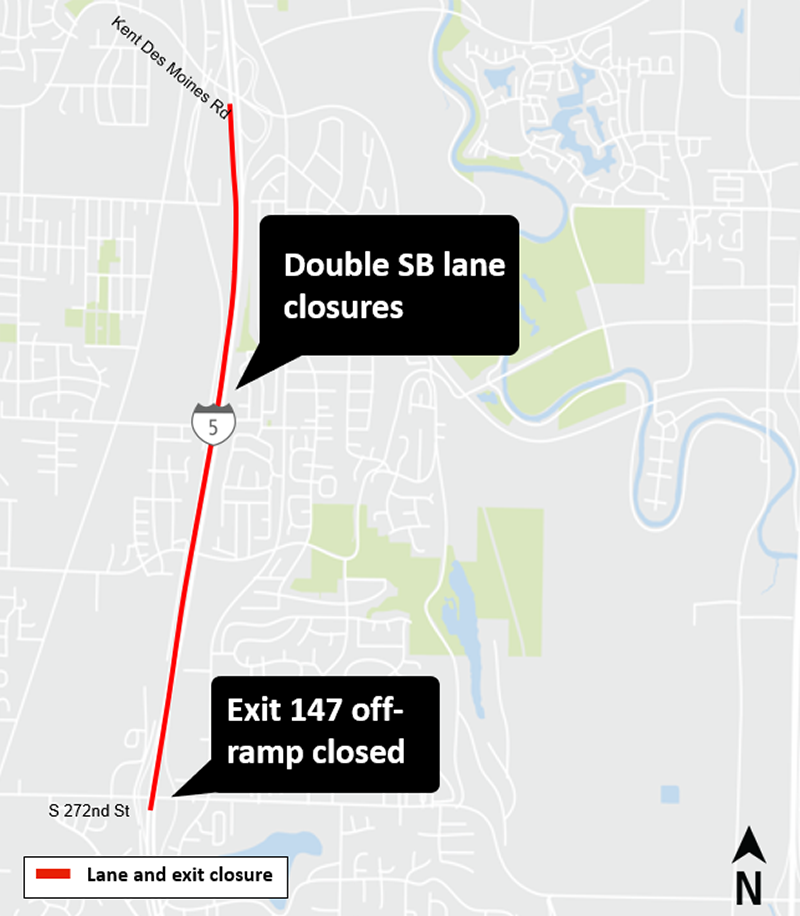 Federal Way Link I-5 closures construction map
