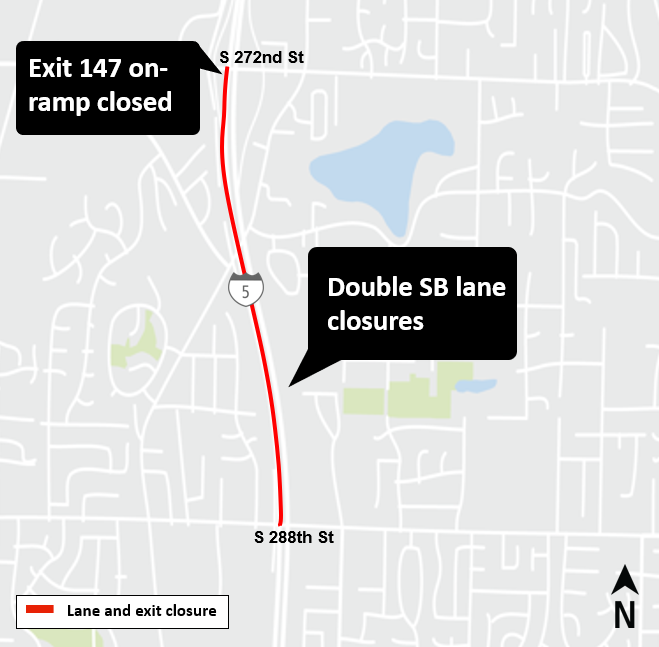 Night Lane Closures on I5 South for Federal Way Link construction