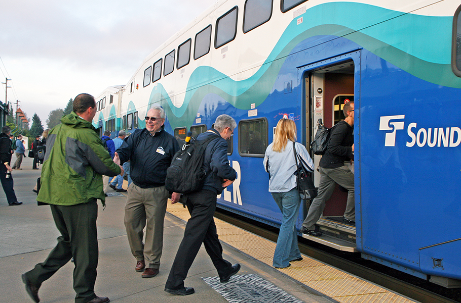 Sounder Sumner Project update Hero Image, photo of riders boarding the train