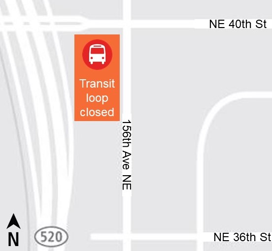 Map of Redmond Technology Center transit loop closure.