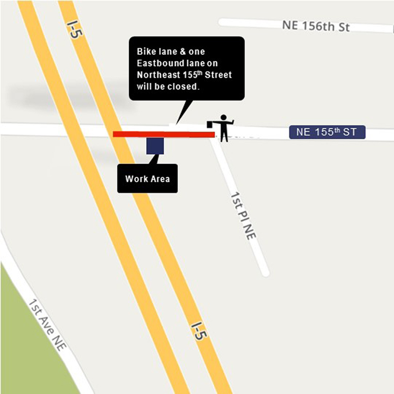 Construction map for Northeast 155th street work, Lynnwood Link Extension