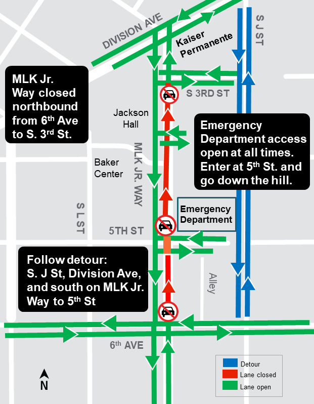 Construction map for 2 way access on South 5th Street, Hilltop Tacoma Link Extension