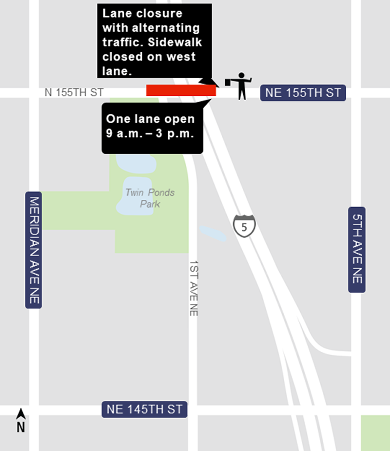 Construction map for NE 155th Street work, Lynnwood Link Extension