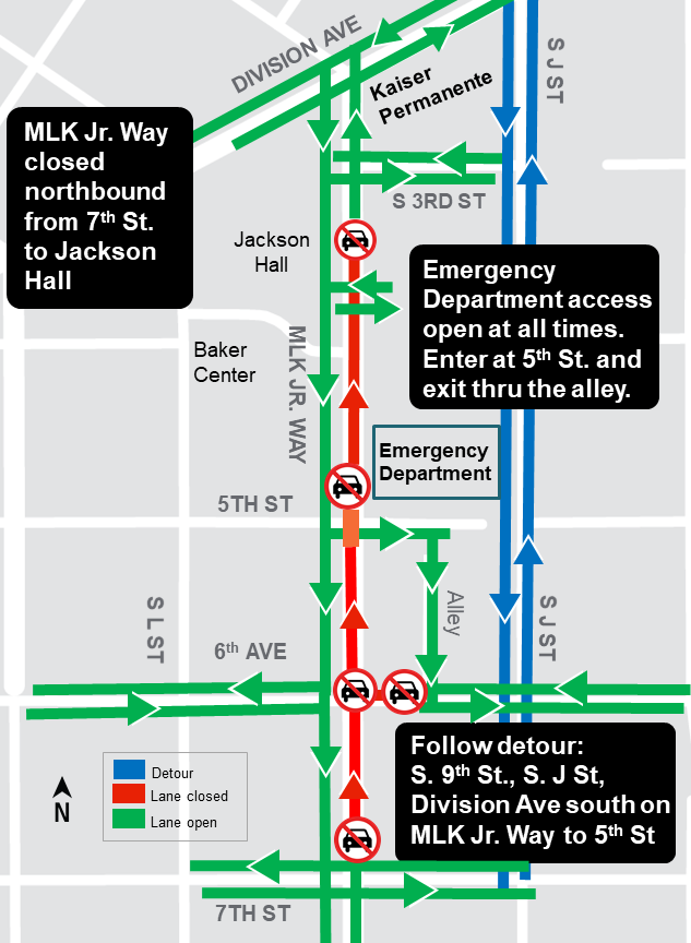 Construction map for 6th Ave Track Installation, Hilltop Tacoma Link Extension