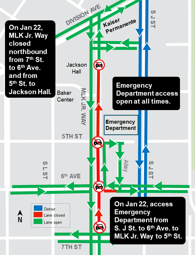 Construction map for 6th Ave Track Installation, Hilltop Tacoma Link Extension