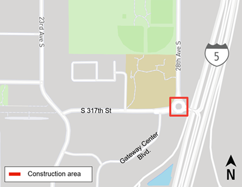 Construction map for 28th Ave S art removal, Federal Way Link Extension