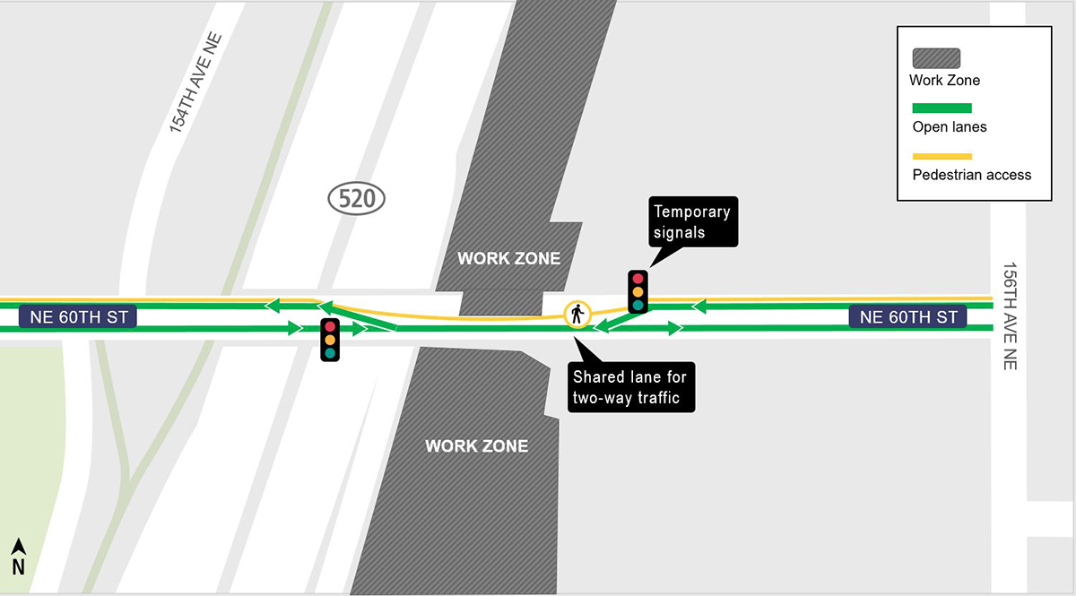 Construction map for Northeast 160th Street closure, Downtown Redmond Link Extension