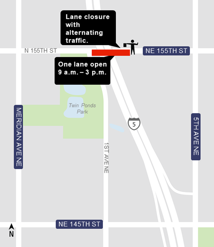 Construction map of 155th Street work, Lynnwood Link Extension