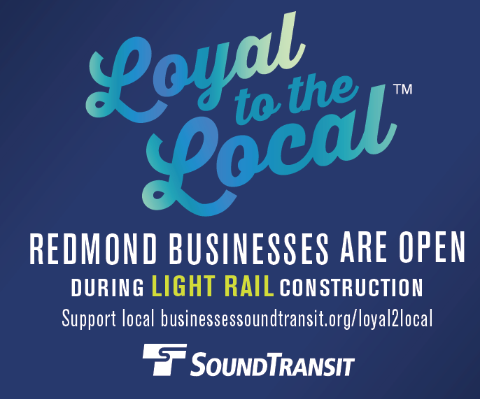 Image of text saying Loyal to local Businesses are open during light rail construction