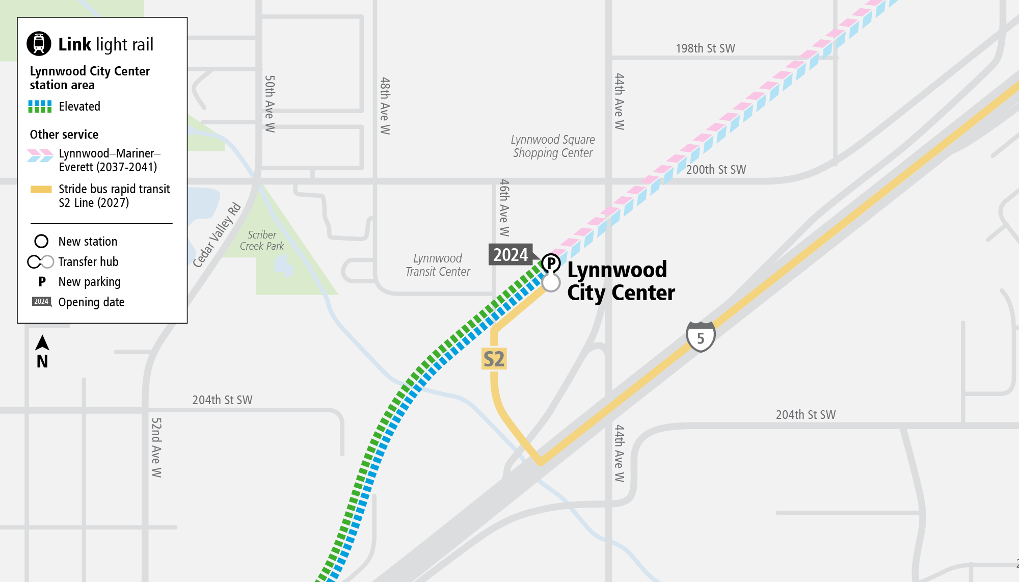 Project map for Lynnwood City Center Station