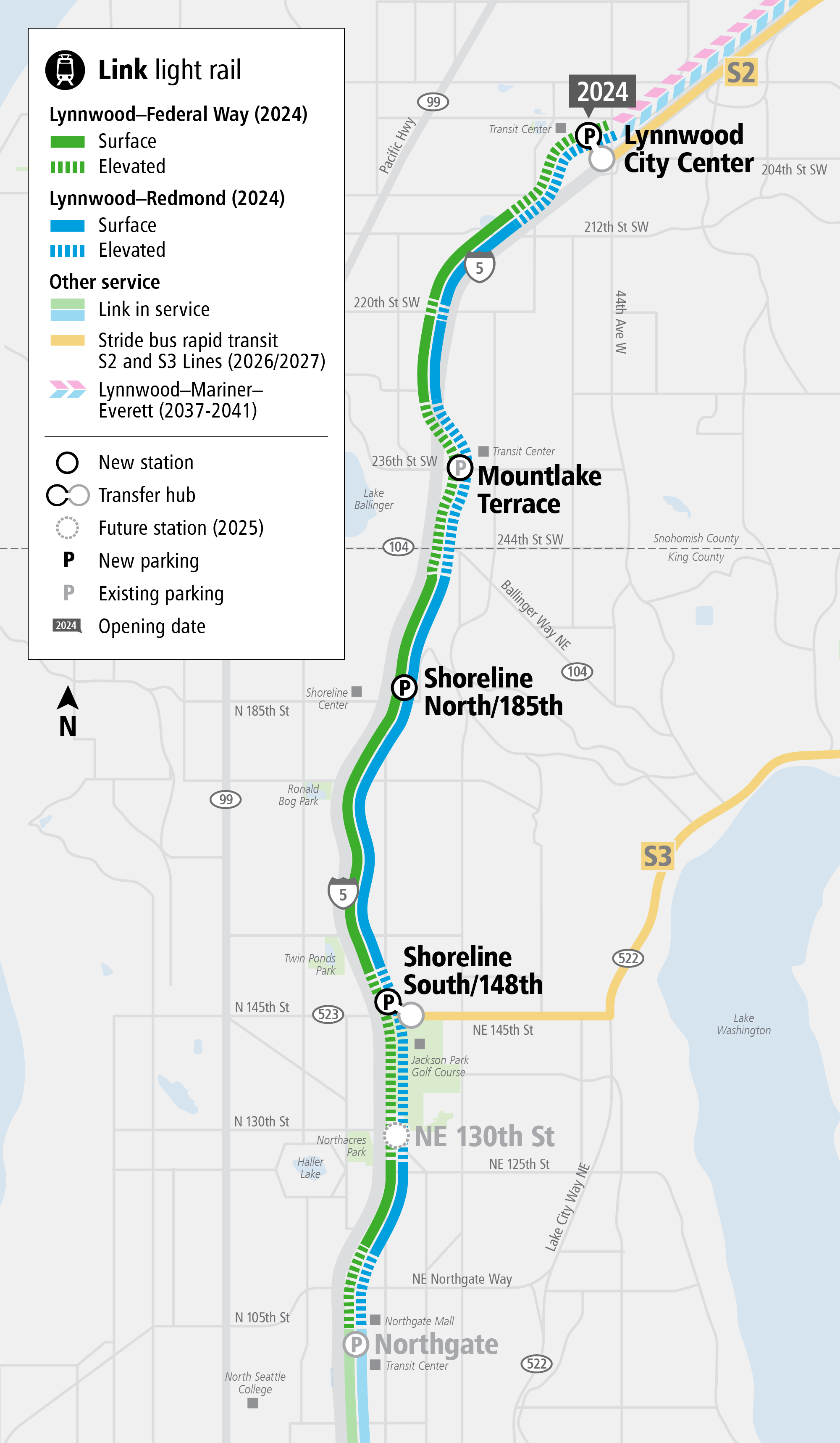 Project map for Lynnwood Link Extension