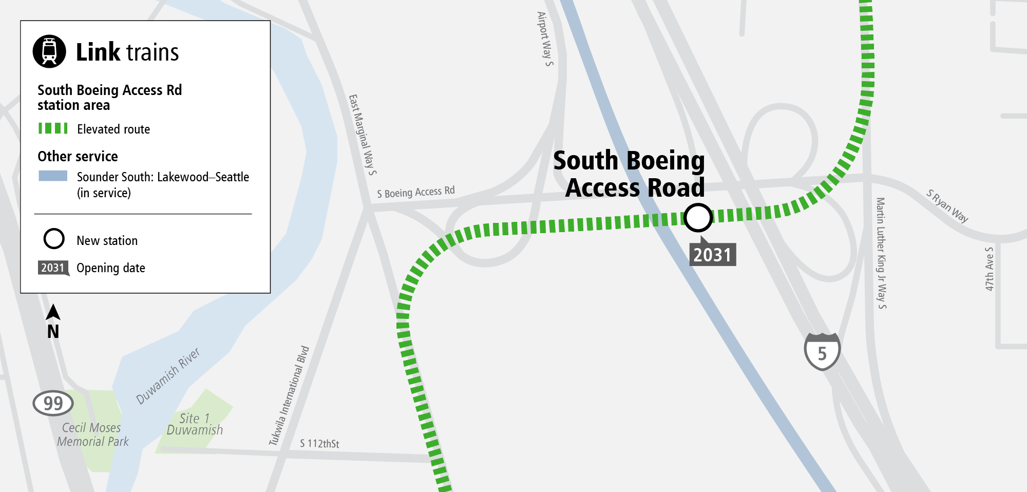 South Boeing Access Road Infill Station project map