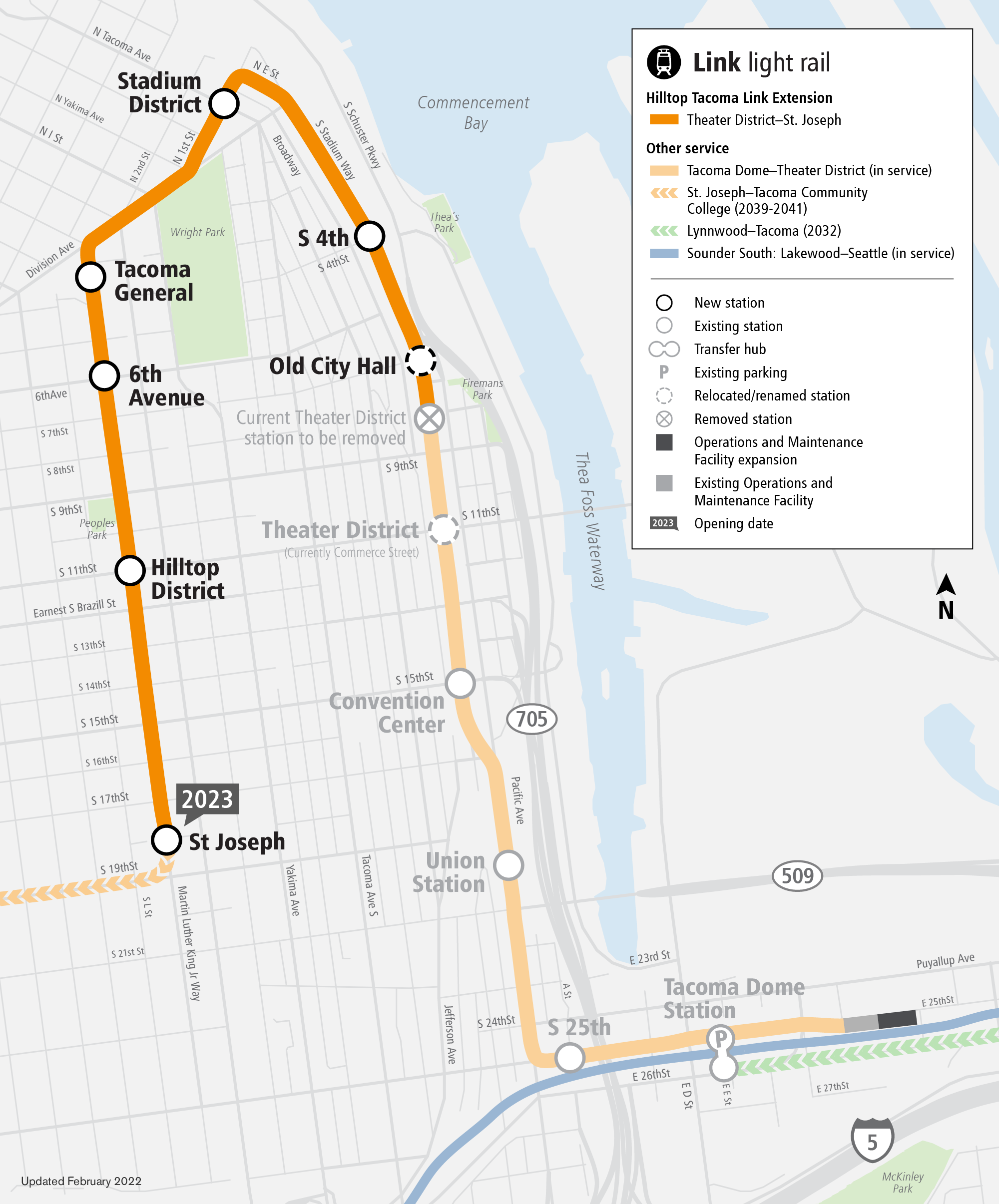 System Expansion project map for Hilltop Tacoma Link Extension 