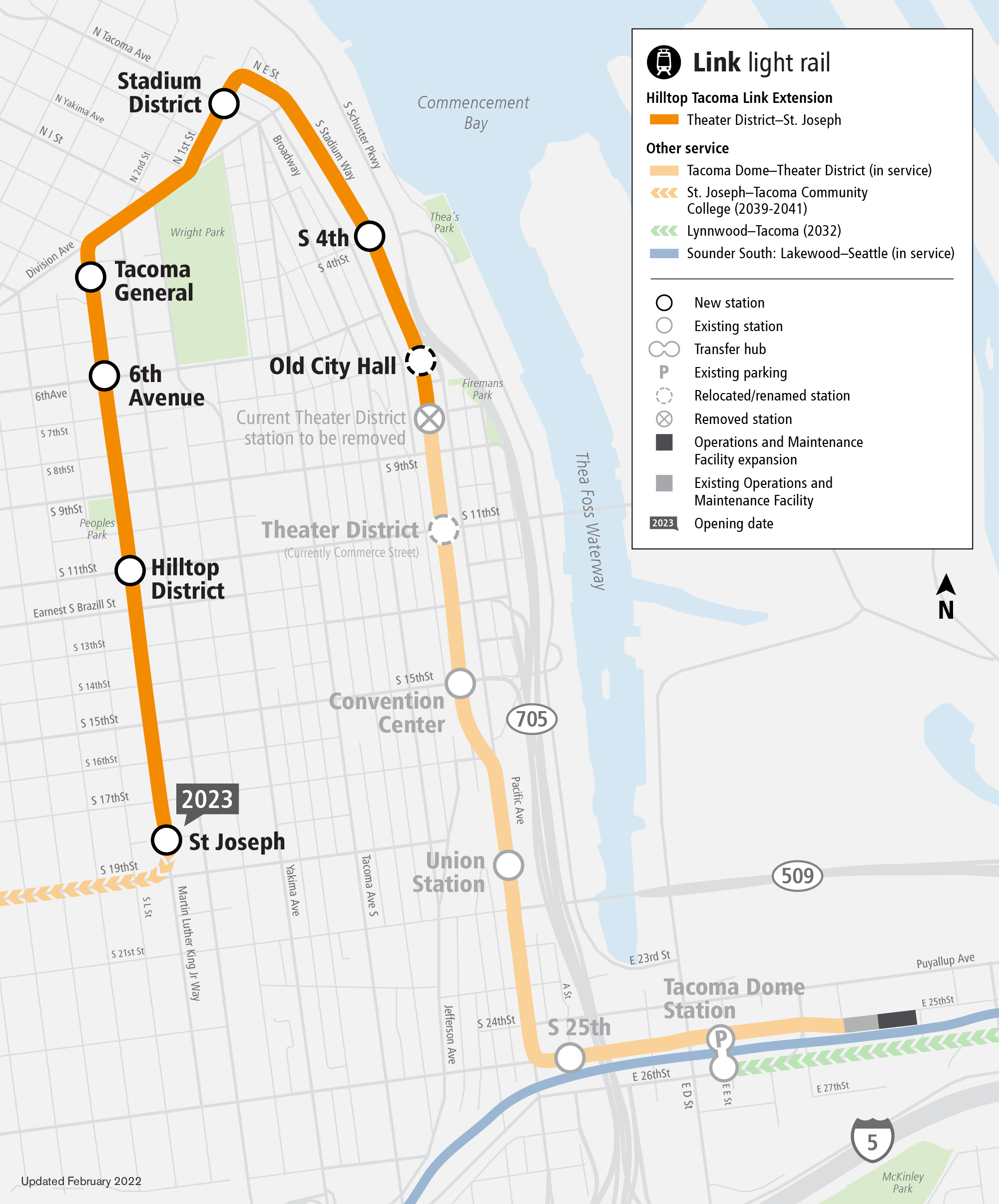 System Expansion project map for Hilltop Tacoma Link Extension