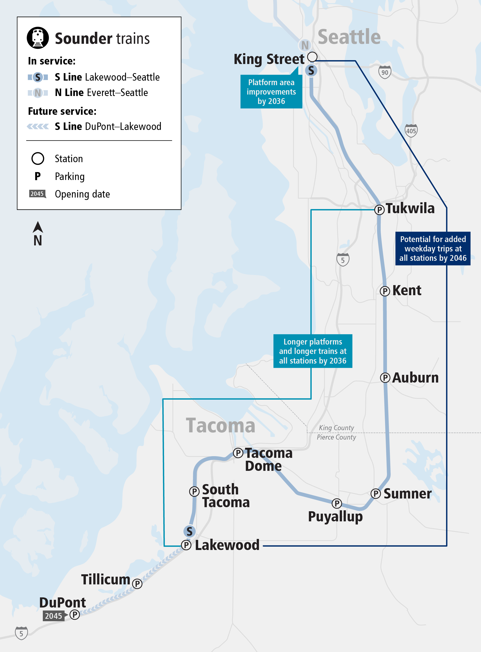 Web Project map for Sounder South Capacity Expansion