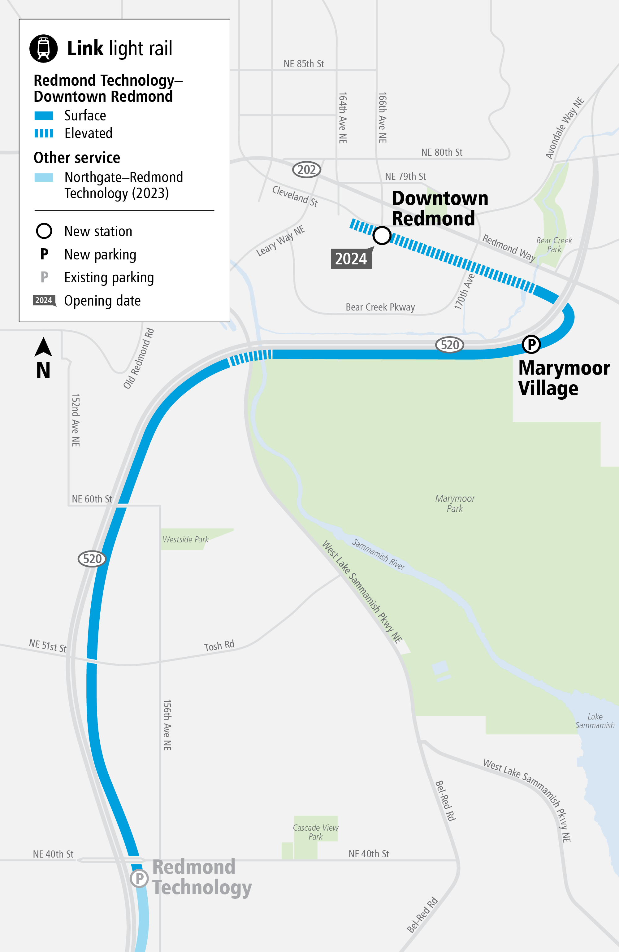 Web map for Downtown Redmond Link Extension Project