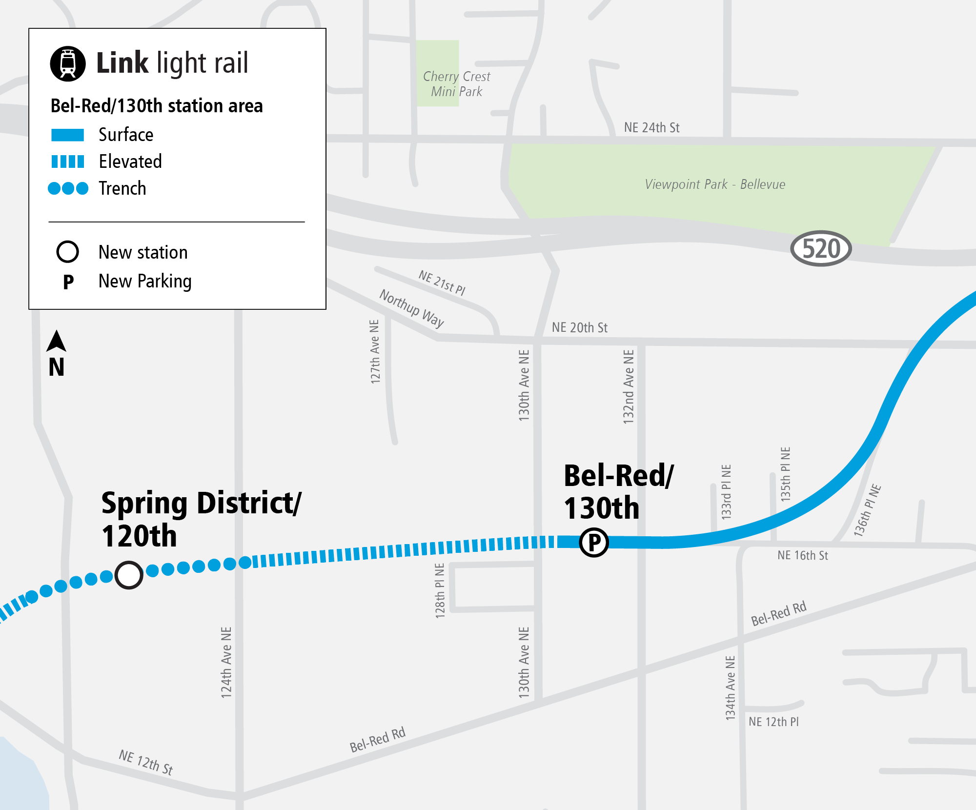 Project map and surrounding area for Bel-Red/130th Station