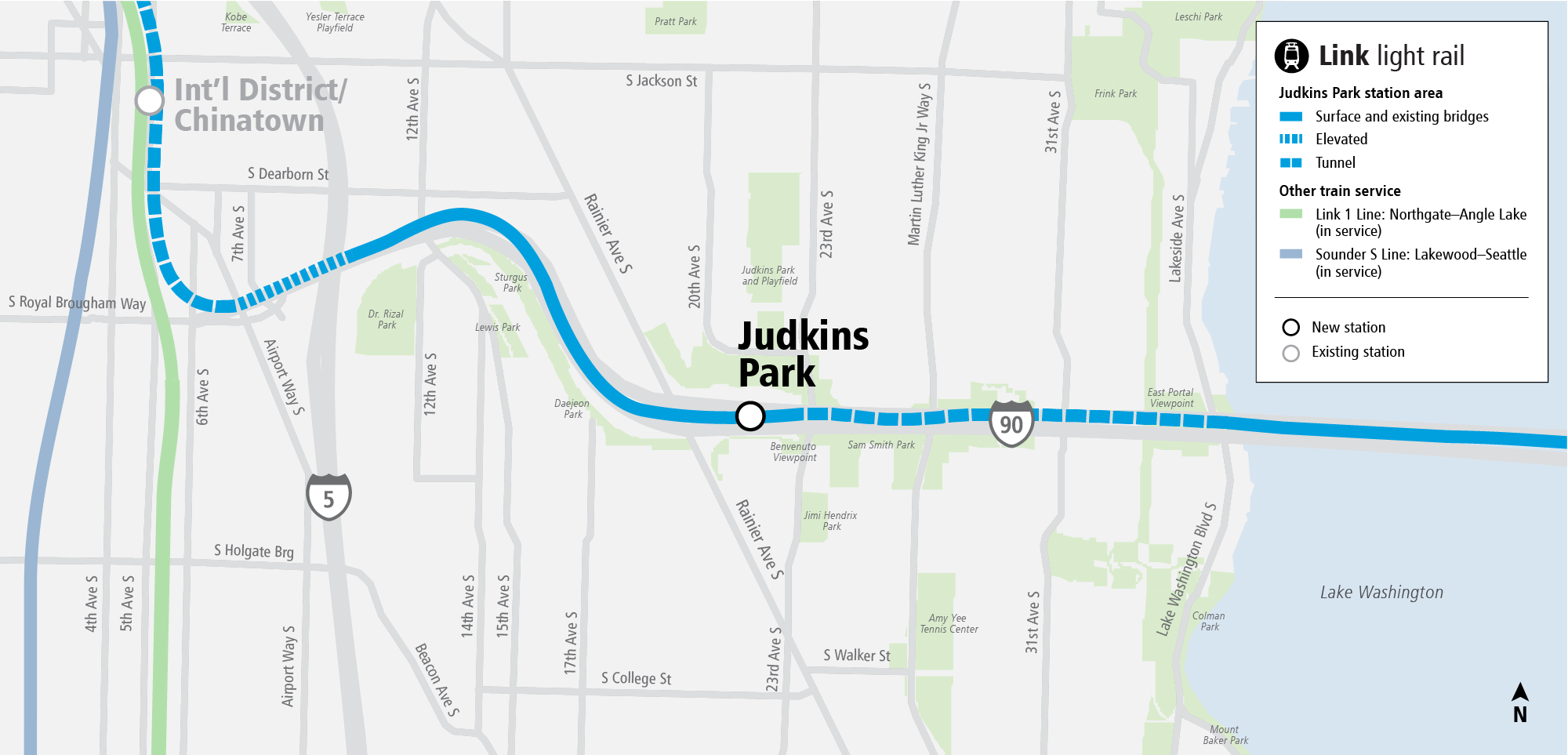 Project map and surrounding area for Judkins Park Station