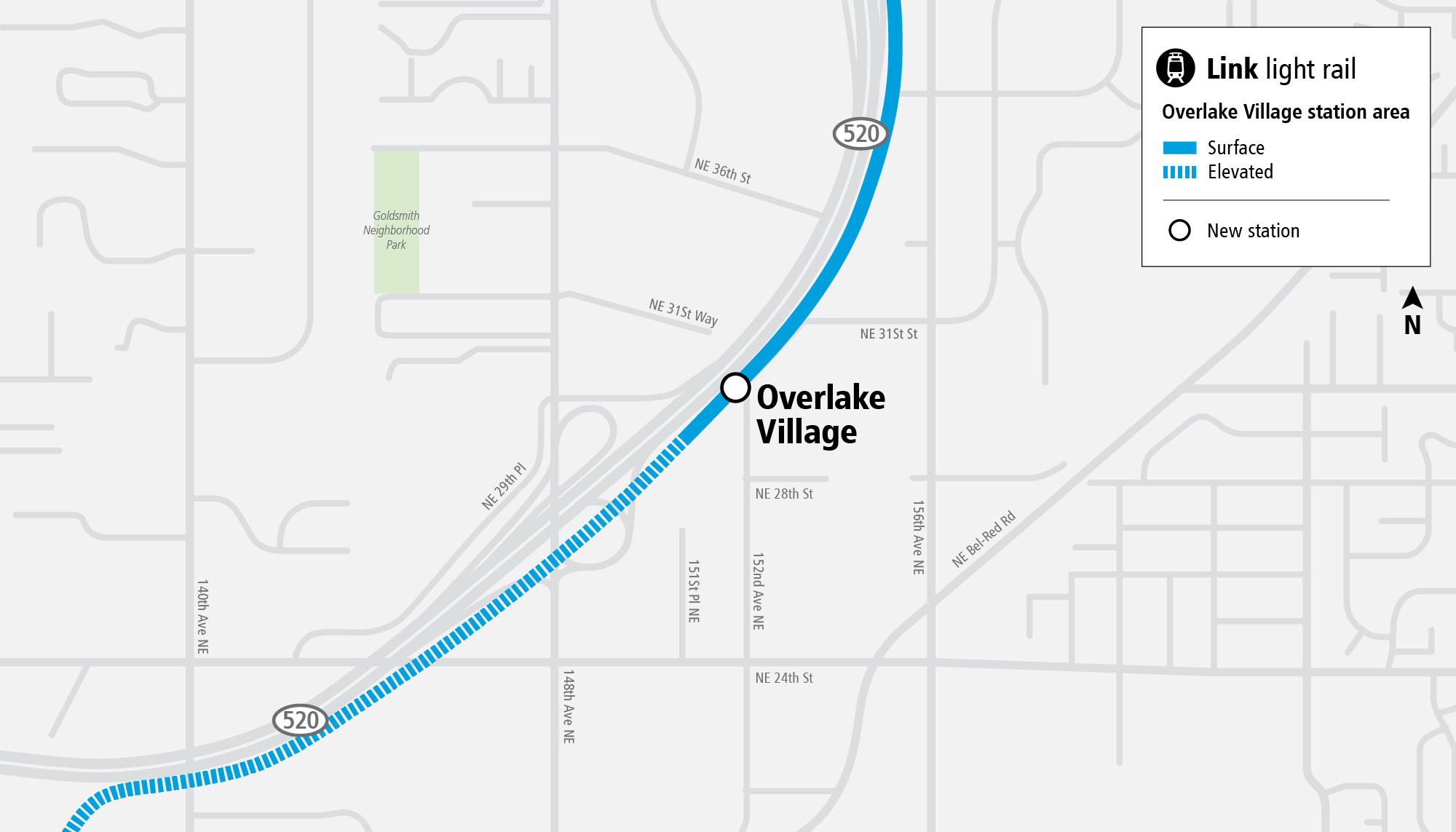 Project map and surrounding area for Overlake Village Station