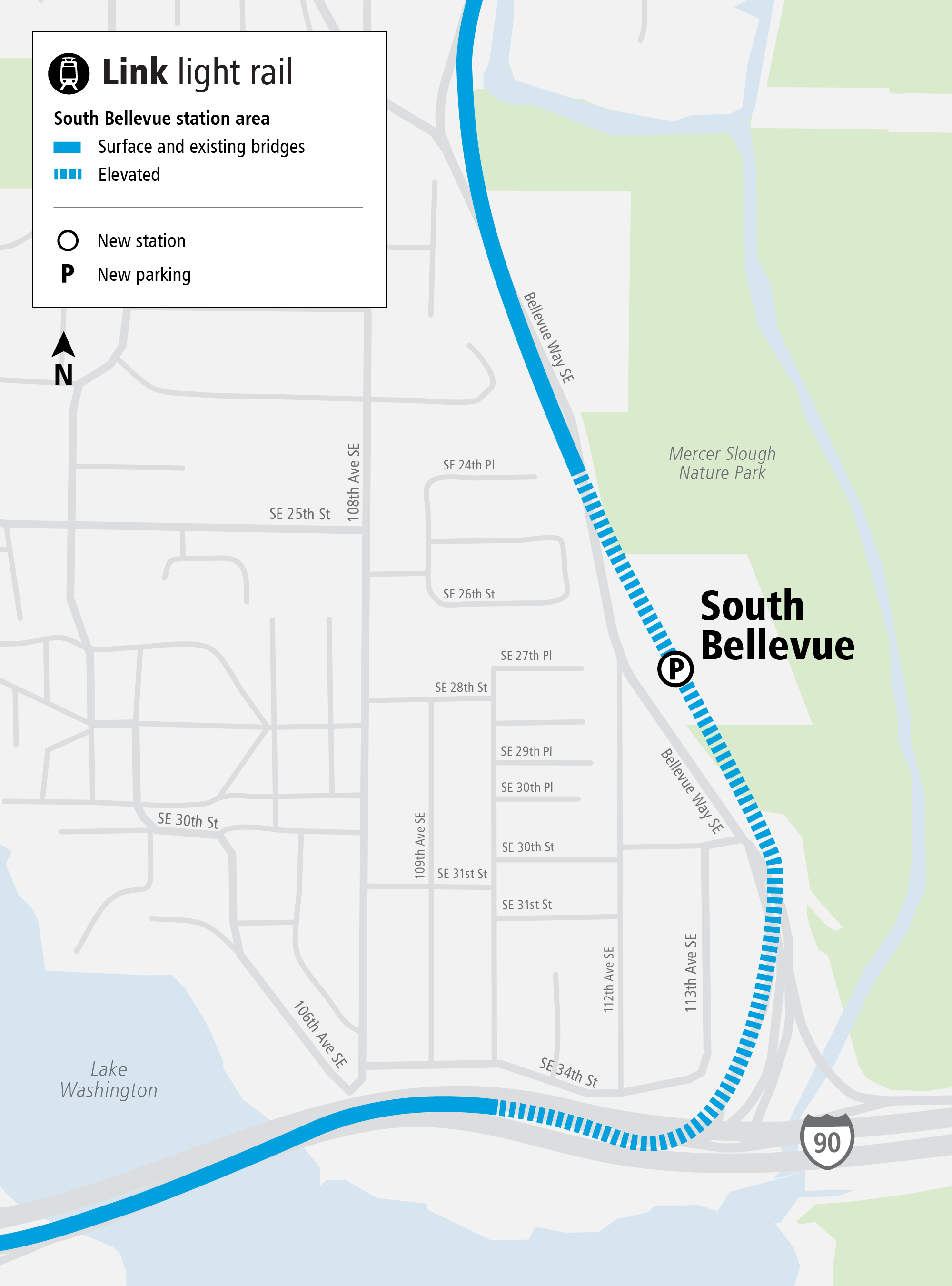 Project map and surrounding area for South Bellevue Station